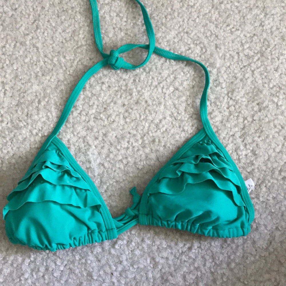 Green ruffle bikini top